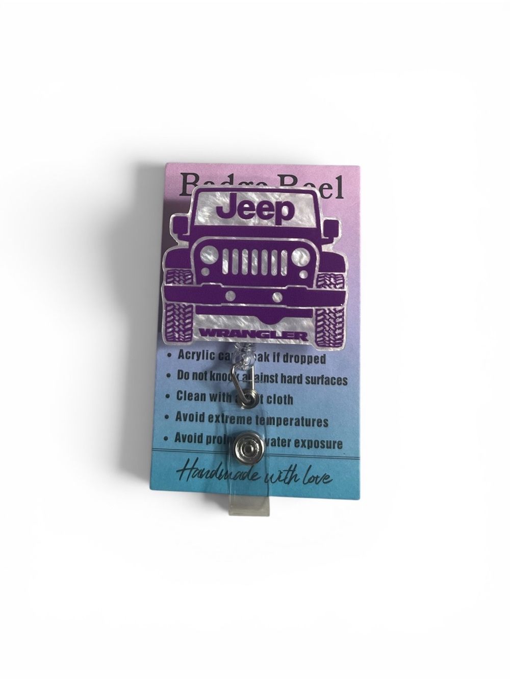 Jeep Purple and Pearlescent White Acrylic Badge Reel
